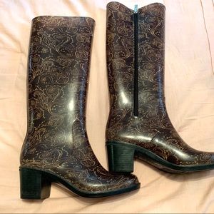 Shaboom Paisley Heeled Rain Boots